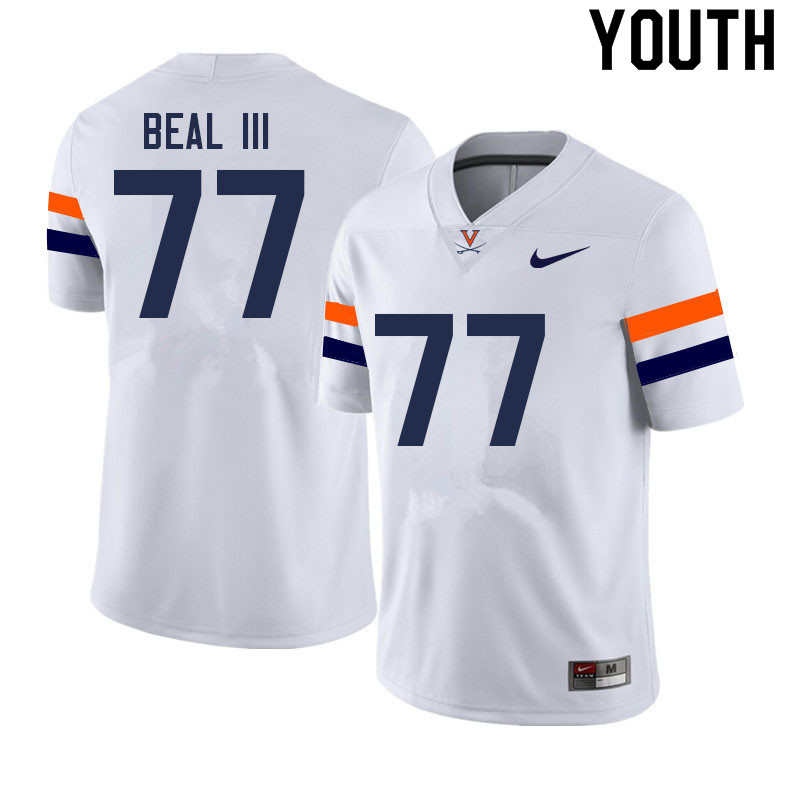Youth #77 Nathaniel Beal III Virginia Cavaliers College Football Jerseys Sale-White - Click Image to Close